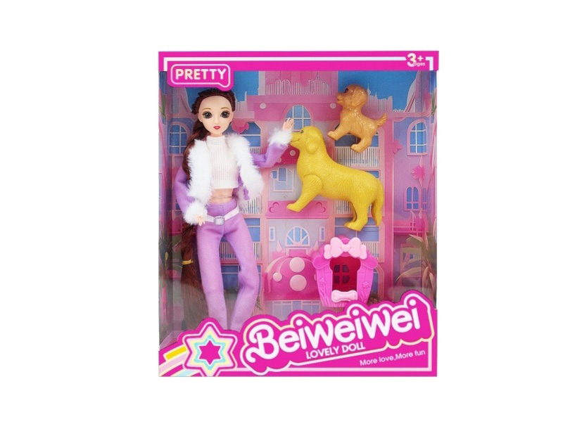 11.5 Inch, 11 Joints, 28 Cm 3D Long Braid Doll, Dog + Cage, Multiple Mixed Sets