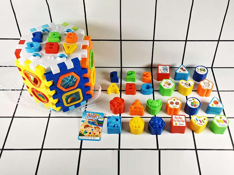 Early Education Shape Recognition Slide Hexagonal Building Blocks Treasure Box 38pcs