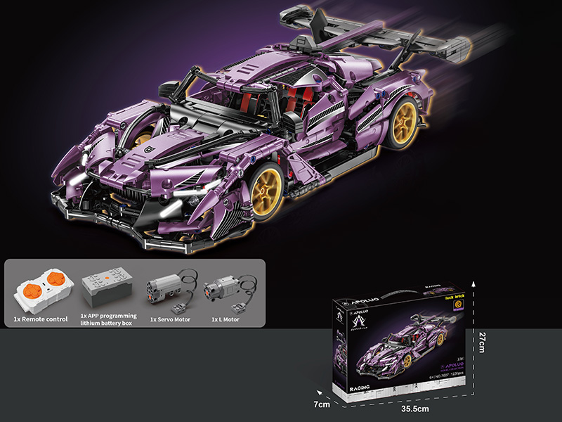 1:14 Metal Purple Apollo Arrow Car Model Building Blocks(Lithium Battery, Remote Control)1220pcs