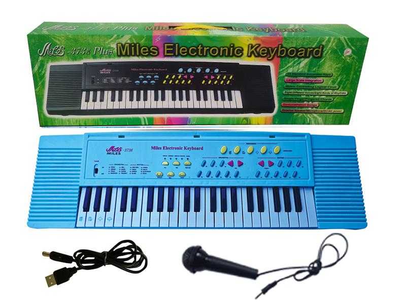 44 Keys Dual Speaker Electronic Organ(Blue, With USB, Microphone)