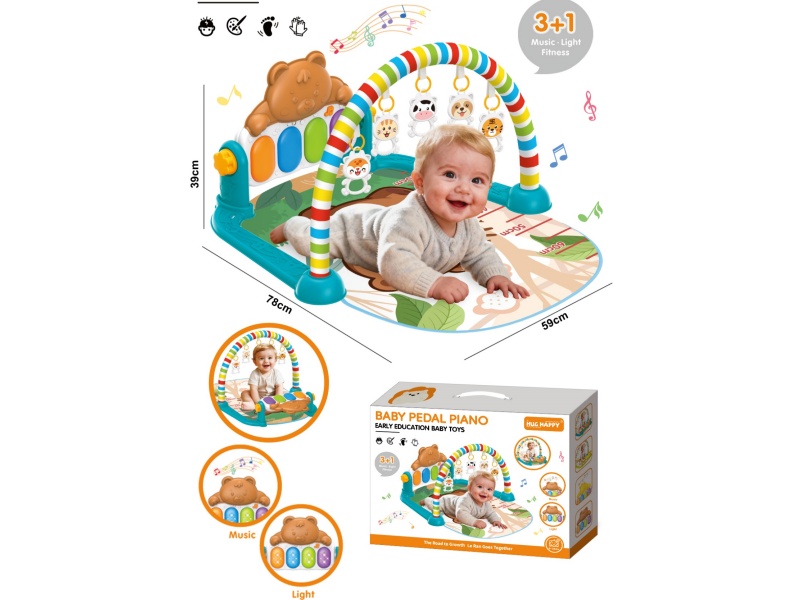 Baby Fitness Frame With Bear Pattern Pedal Piano (Requires 2*1.5V"Aa" Batteries, No Bag)