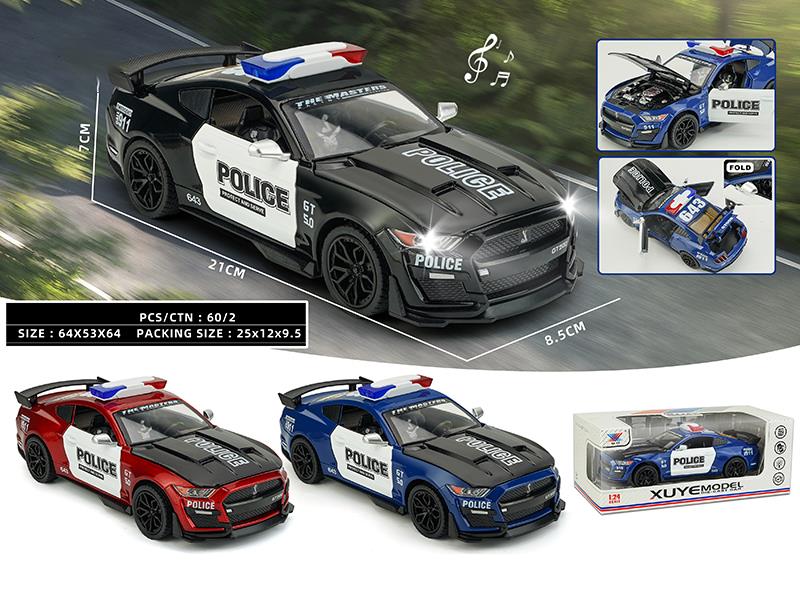 1:24 Ford Shelby Pull Back Alloy Car Model(4 Doors Can Open, Lights And Music)1PCS