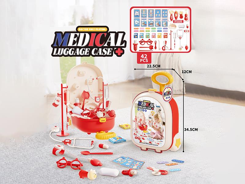 Red Medical Toy Luggage Case 42pcs