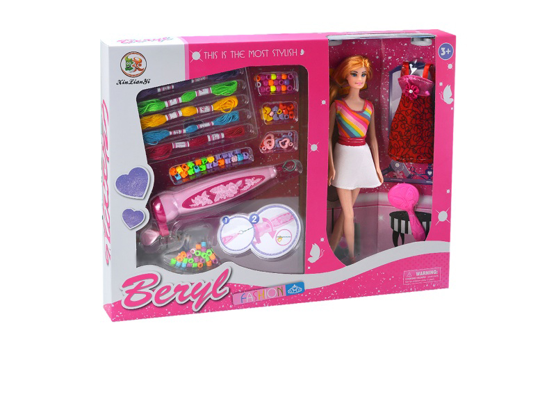 11.5-Inch Belle Real Body Doll Diy Braided Hair Beaded Set