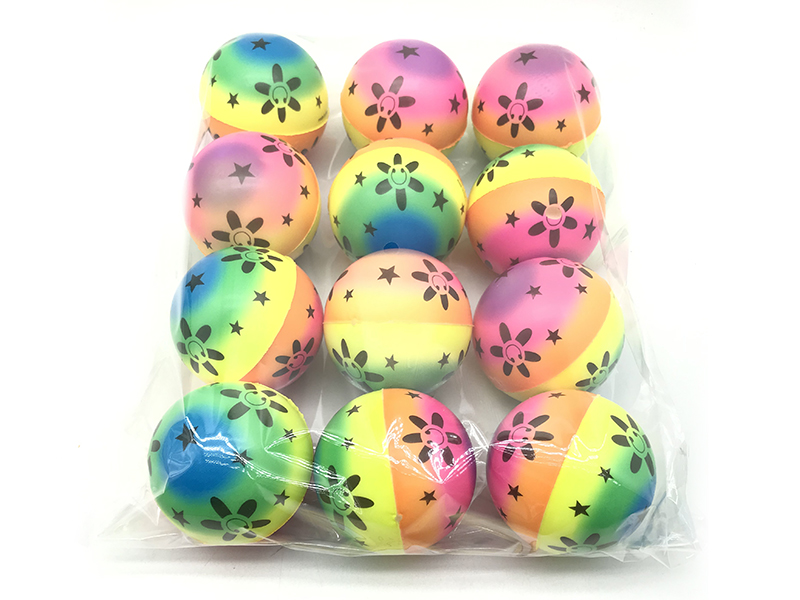 12pcs 6cm PU Rainbow Smiling Face Balls