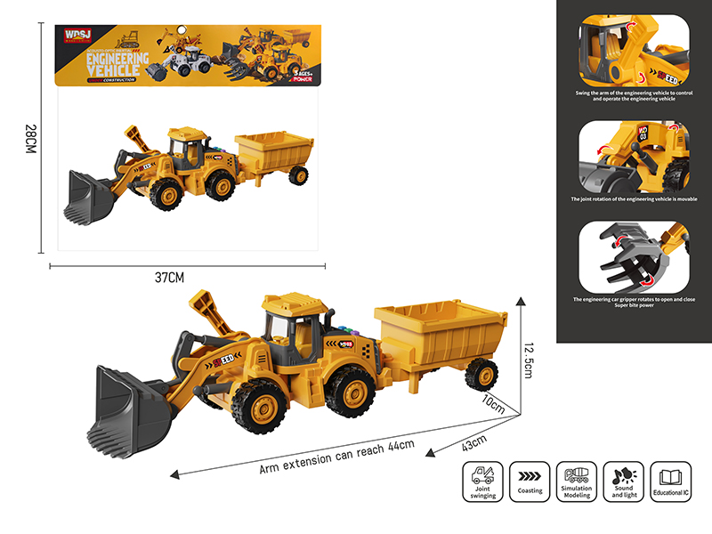 1:16 Friction Bulldozer With Sound And Lights + Bucket Car