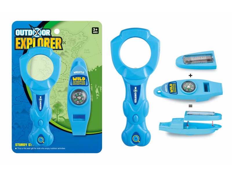 Magnifying Glass + Compass Thermometer With Whistle