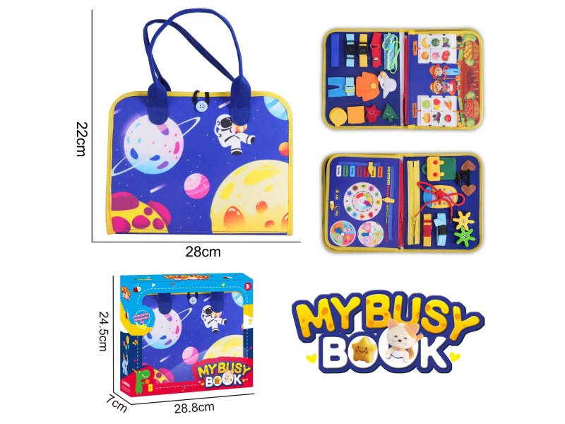 Montessori Early Childhood Education And Intelligence Development - Felt 3-Page Gem Blue Fruit Farmer Busy Edition