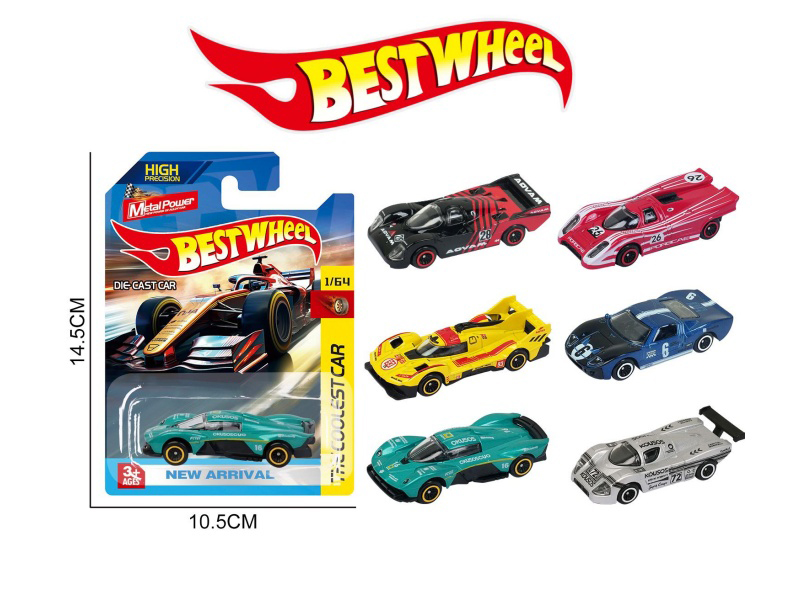 6-Piece 1:64 Racing Car, Sports Car Alloy Model Set