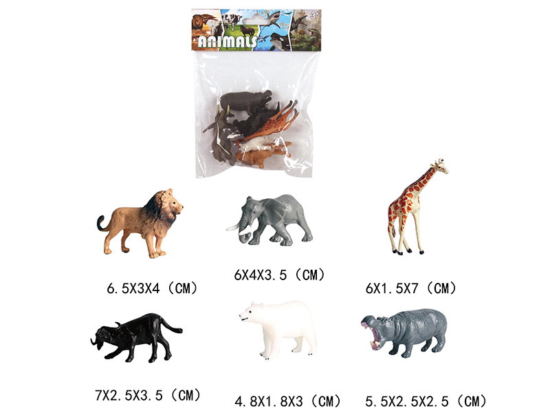 Solid Mini Wild Animal Set 6pcs