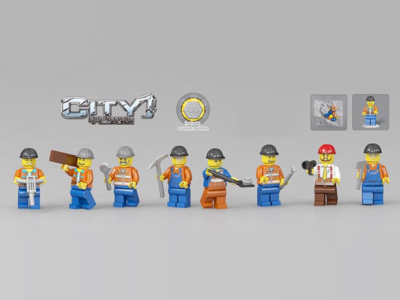City Engineering Characters Small Particle Building Blocks Doll