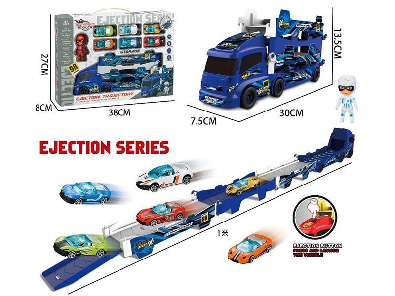 Ejection Track Storage Truck With 6 Alloy Cars, 1 Action Figure