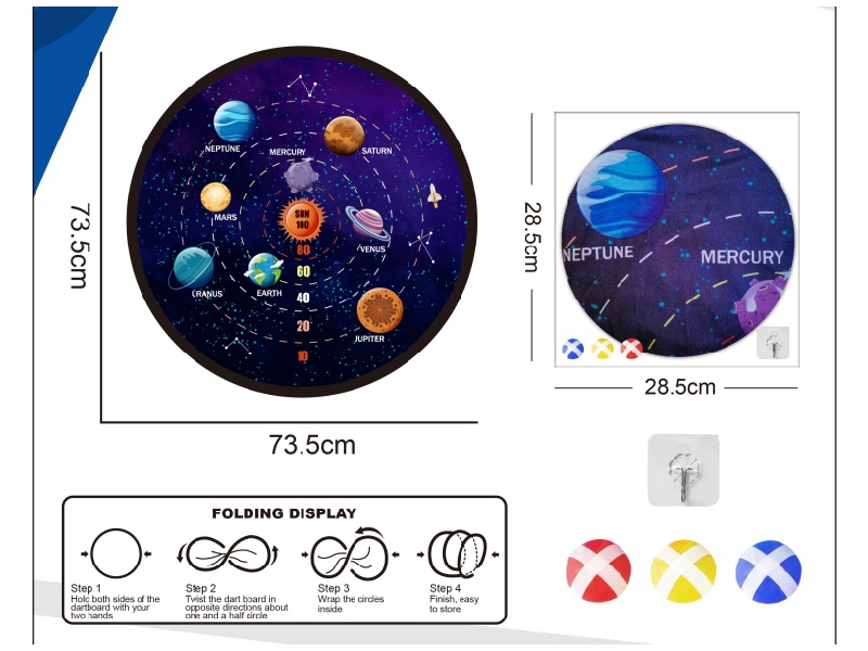 Starry Sky Foldable Dart Target, Sticky Ball Cloth Target 74Cm (Patterns Can Be Customized)