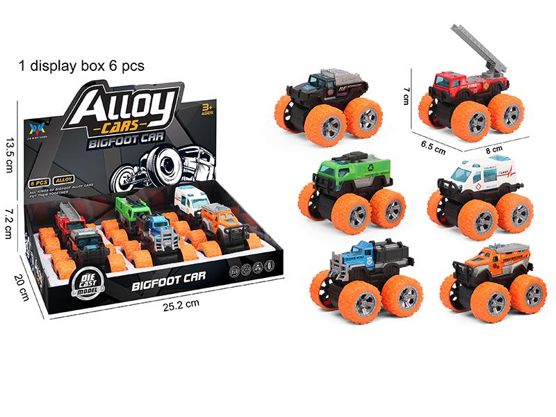 Pull Back Alloy Big Wheel Cars 6pcs