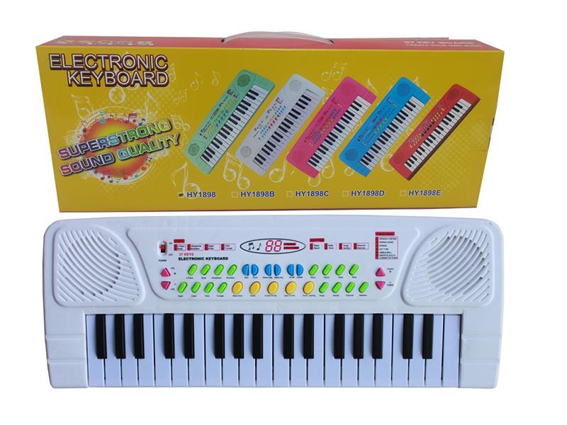 37 Keys Single Speaker Electronic Organ(White, With Microphone)