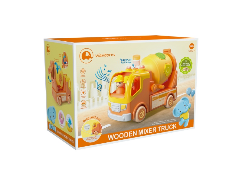 Wooden Mixer Truck With Music And Lights