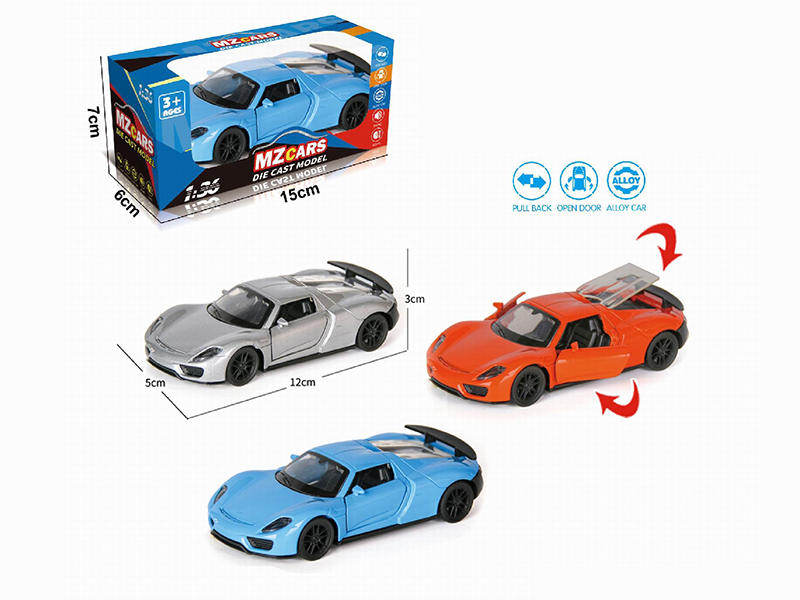 1:36 Pull Back Alloy Sports Car(3 Doors Can Open)