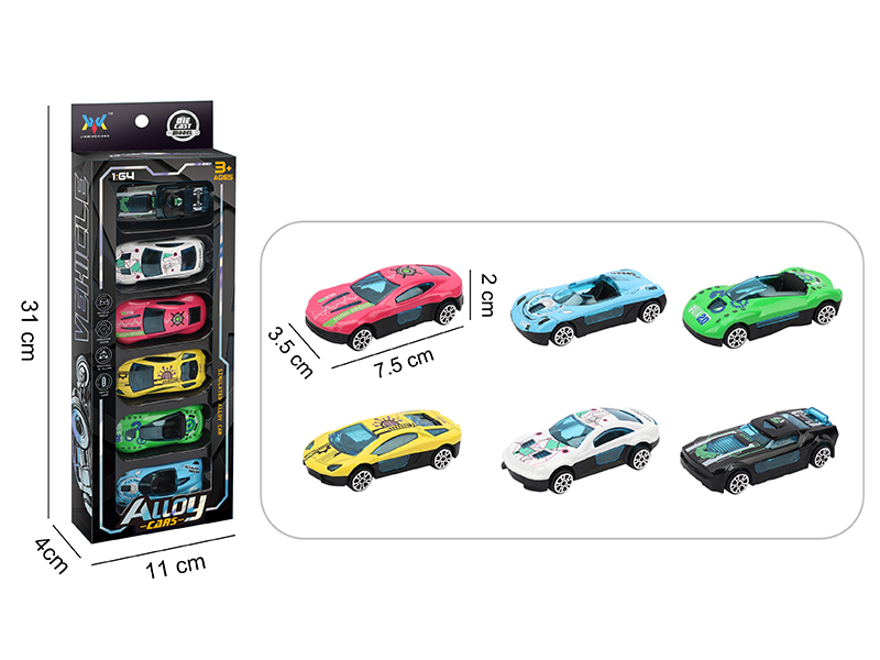 1:64 Alloy Slide Cars 6pcs