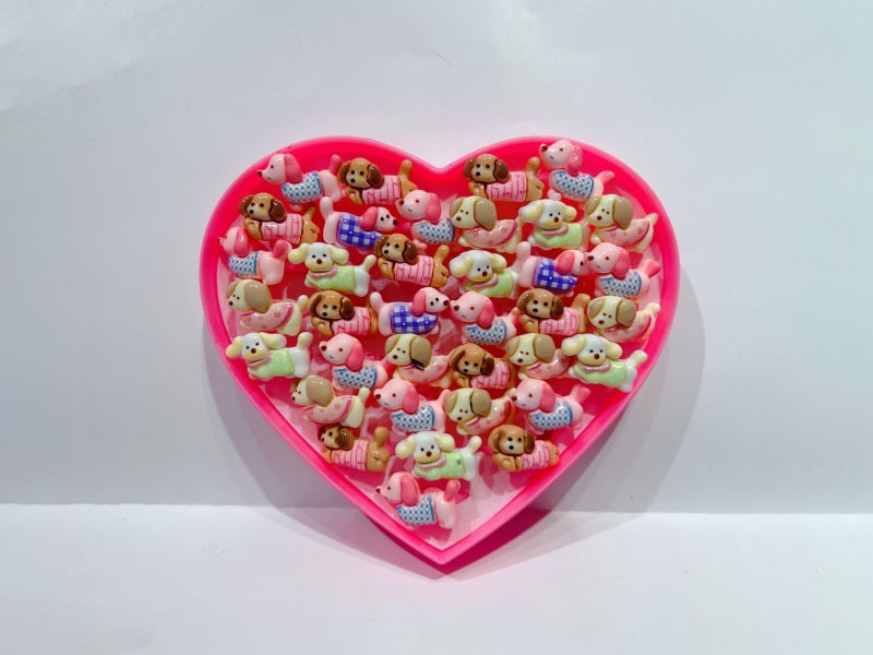 36 Heart-Shaped Peach Box Ring Puppies