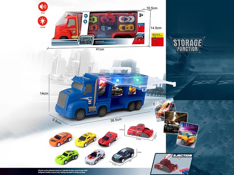 Friction Storage Carrier Truck + 6 Alloy Cars + Launcher
