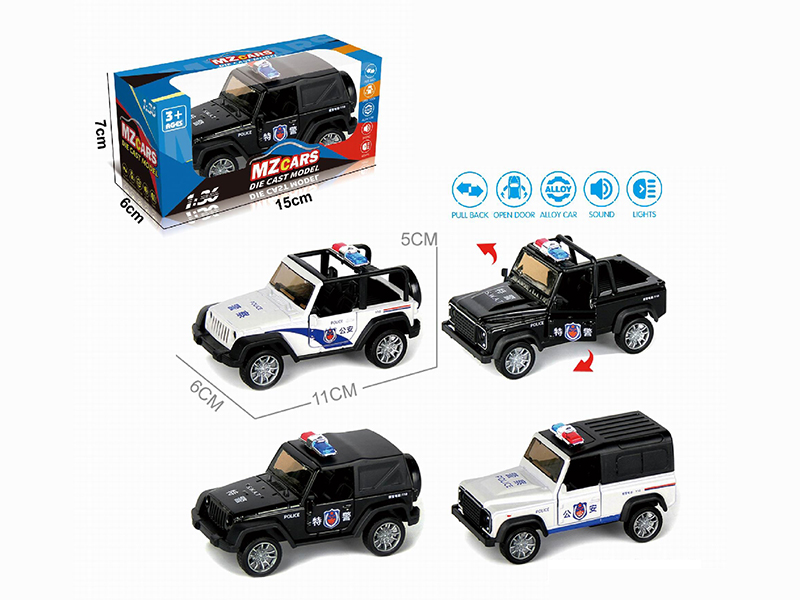 1:36 Pull Back Alloy Open Door Off-Road Police Car