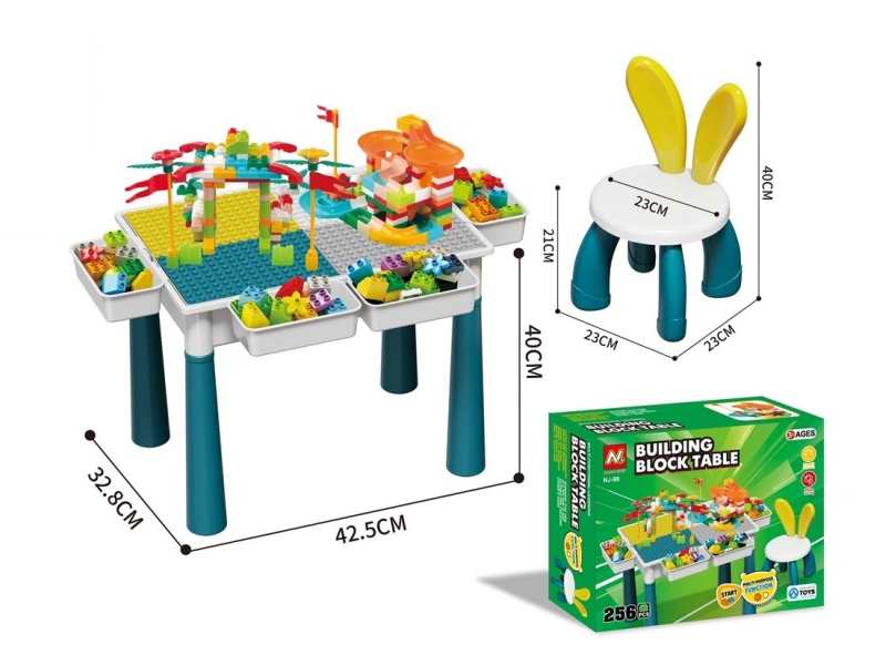 09C Table 43*33 + 1 Chair C Model Rabbit Chair + 4 Heightening + 4 Storage (2Nd Type) + 100 Slide Track (Material C) + 156 Diy (Material C) (Play Family Toy Diy Educational Toy Assembly Building Big P