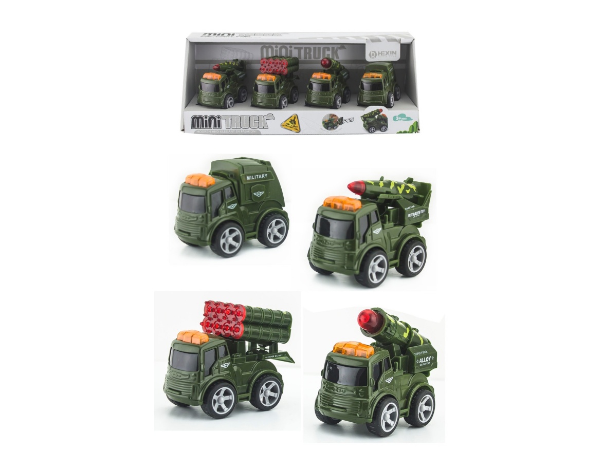 Alloy Inertial Military Vehicle 4Pcs