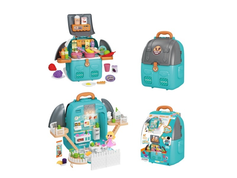 Playhouse 4-In-1 Transformable Kitchen Scene Backpack With Lights And Music (94 Pcs)