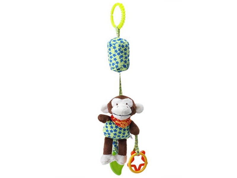 Monkey Baby Soothing Teething Tube Plush Bell Pendant