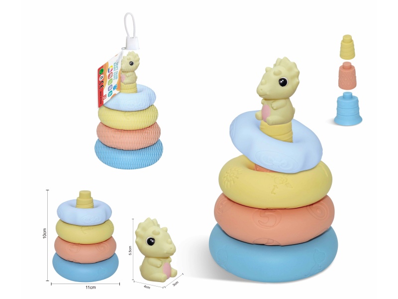Soft Rubber Stacking Ring Finger Doll Set(Dinosaur) 8PCS