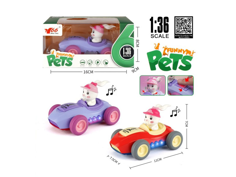 1:36 Q-Version Alloy Cartoon Rabbit Swing Car With Lights And Music