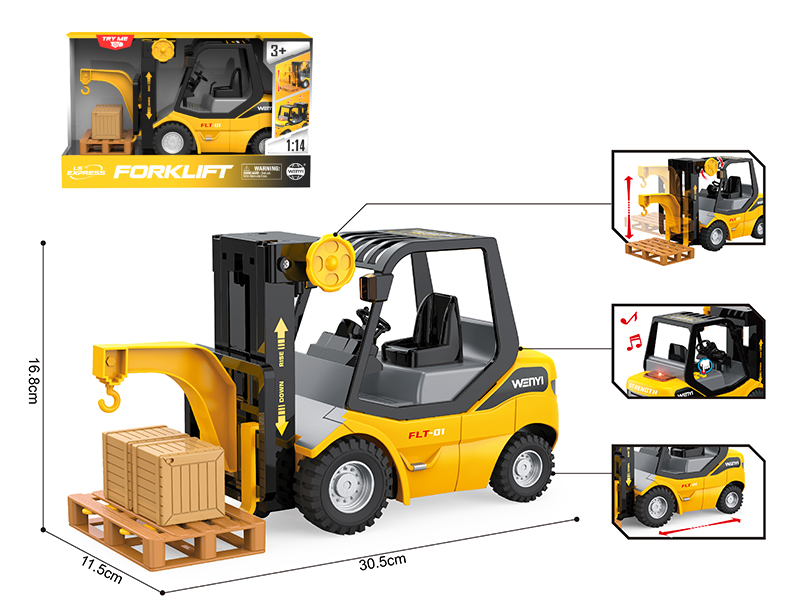 1:14 Friction Forklift With Wooden Box(Sound & Lights)