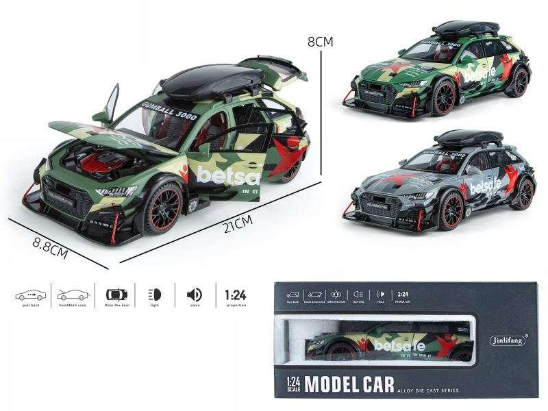 1:24 Audi RS6 Modified Version Pull Back Alloy Six-Door Car Model With Sound And Light