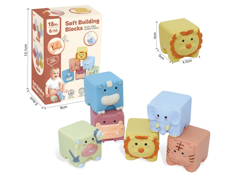 Animal Soft Building Blocks 6pcs