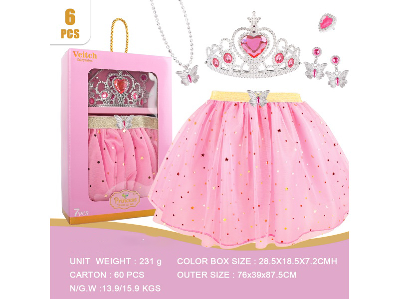 Crown Pink Princess Mini Skirt Set 6Pcs