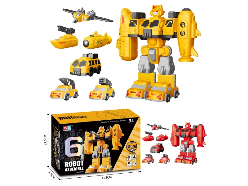 6-In-1 / Solid-Color Magnetic Assembly Robot