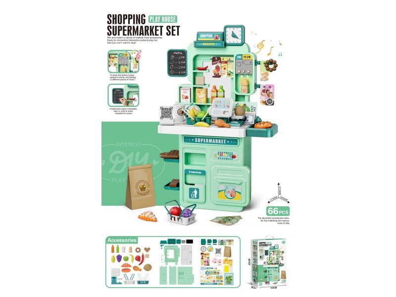 Playhouse Supermarket Table With Lights, Music, And Writing Board (66 Pcs)