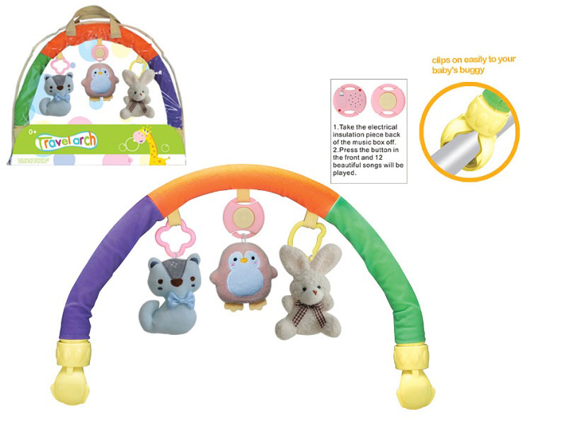 Plush Musical Trolley With Bedside Bell Clip (Penguin Rabbit Fox)