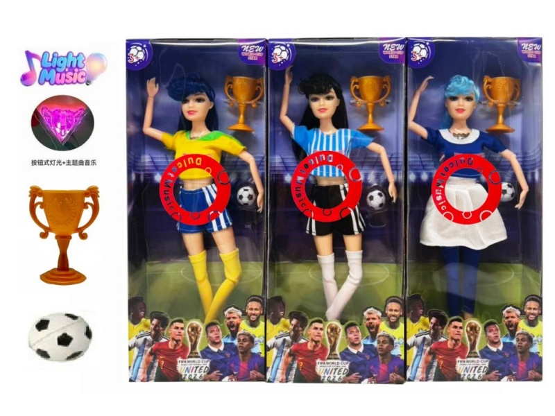 11.5-Inch 13-Joint Solid Body With Lights, Music, Theme Song, World Cup Female Star Football Strap, Football Blister Cover And Trophy