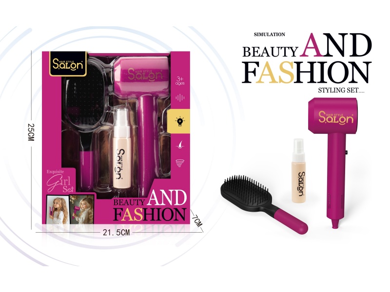 Diy House Play Accessories Simulation Salon Hair Care Tools Electric Hair Dryer Set 3 Pcs