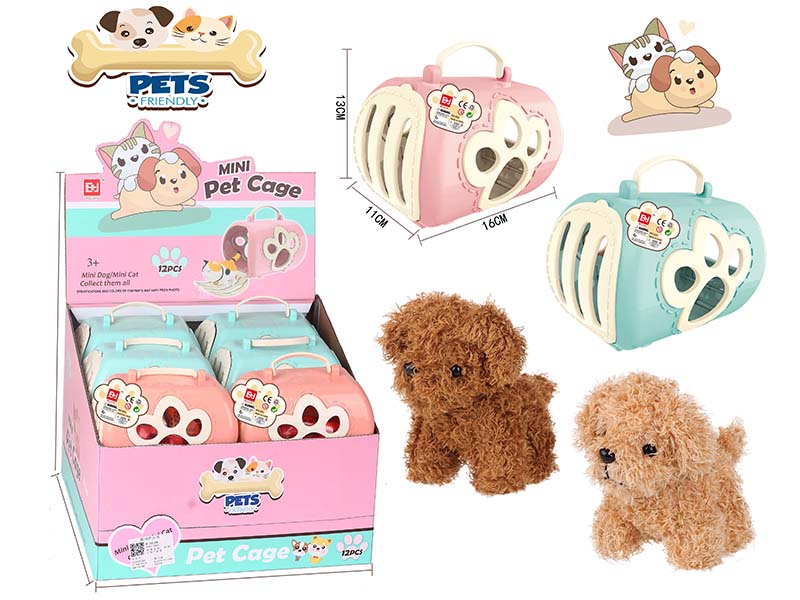 Pet Series: Plush Teddy Dog Pet Cage Set 12pcs