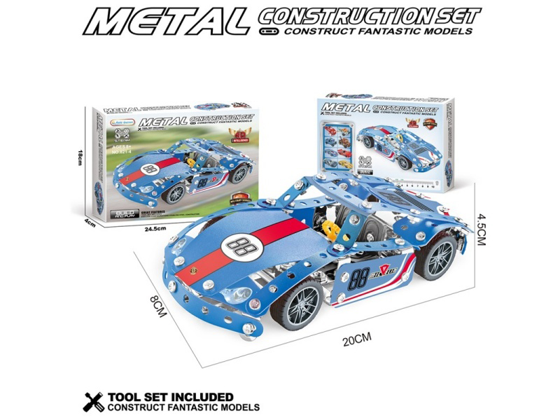 Metal Building Block Assembly Jeep (Blue)