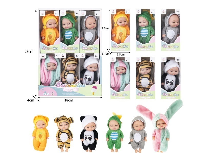 4-Inch Solid Sleeping Doll (6-Piece Set)