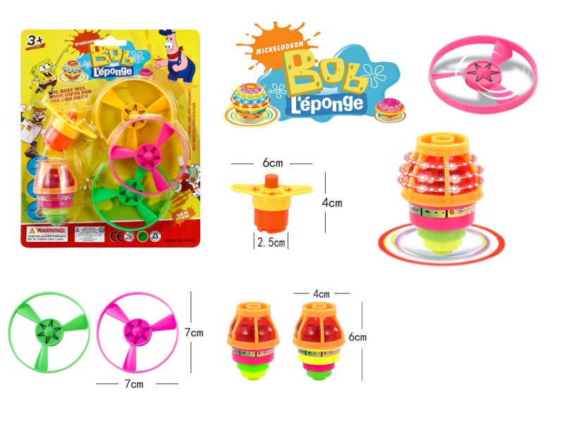 Windup Top Toy With Light Plus Spin Combination