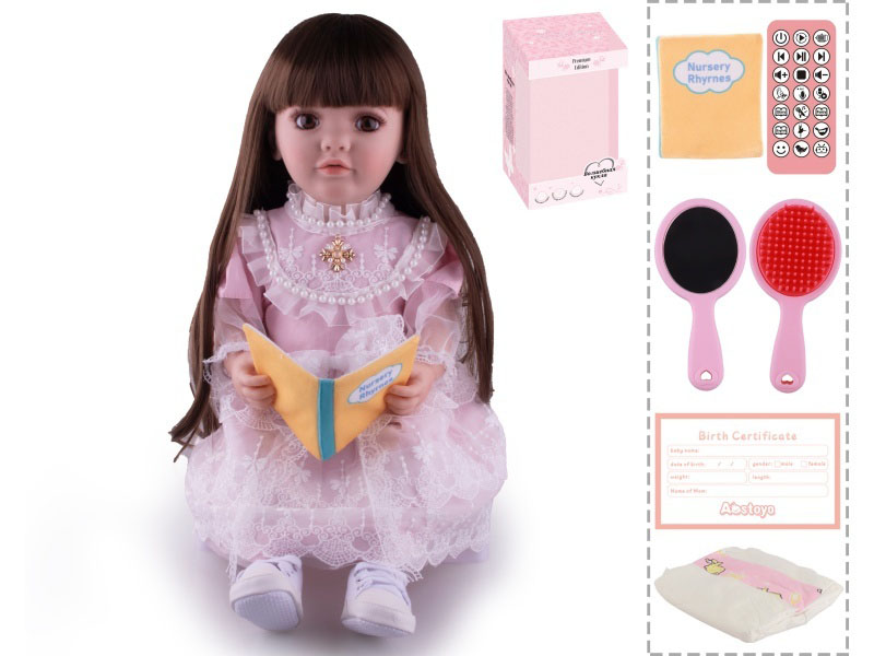 22-Inch Bionic Smart Rebirth Doll, Capable Of Bionic Shaking Of The Head, Raising Of The Hand, Mouth Movement To Speak, Intelligent Dialogue, Recording, Imitating The Tongue, Oral Skills, Dance Music