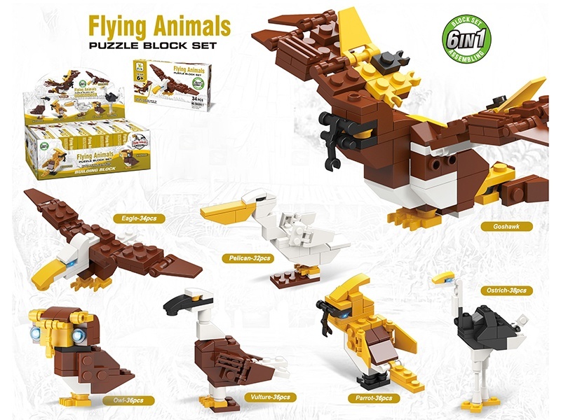 6-In-1 Bird Series Small Lego-Style Building Blocks
