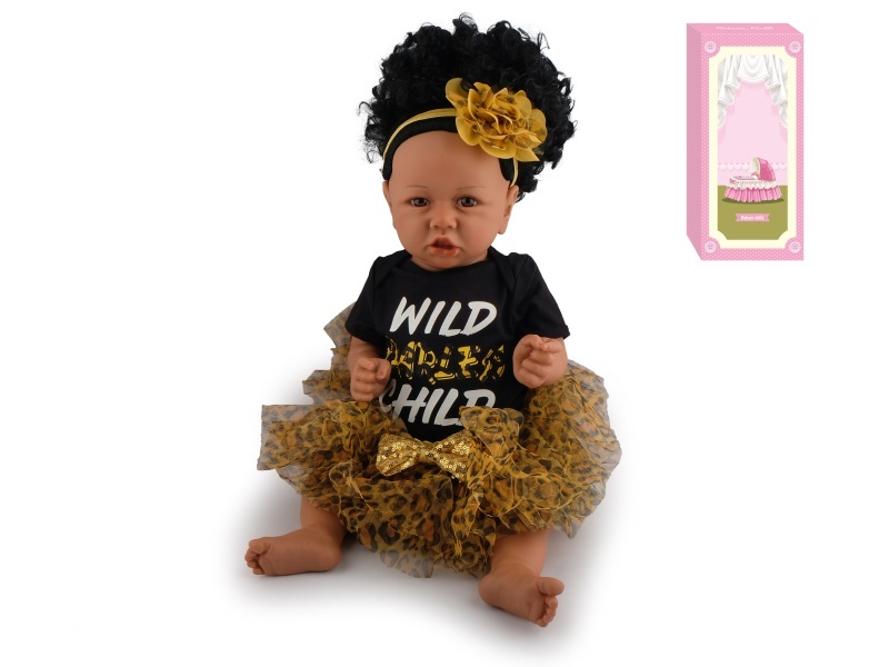 60Cm Reborn Soft Rubber High-Fidelity Baby Doll (Pp Car Hair) With Bottle, Magnetic Pacifier, Diaper, Birth Card