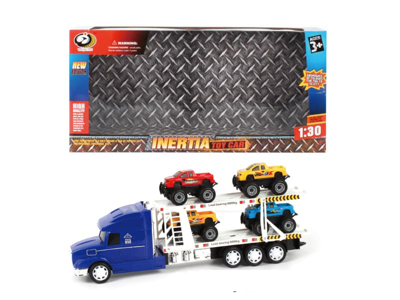 Friction Trailer With Four Pickup Trucks