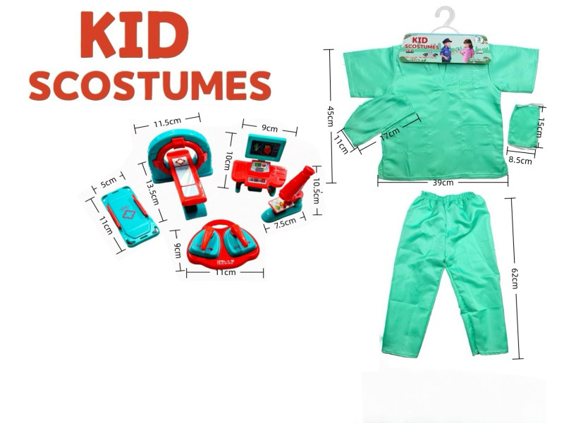 Diy Clothing Role-Playing Doctor'S Surgical Gown + Pants + Hat + Mask + 5-Piece Set (Thickened Style) Green
