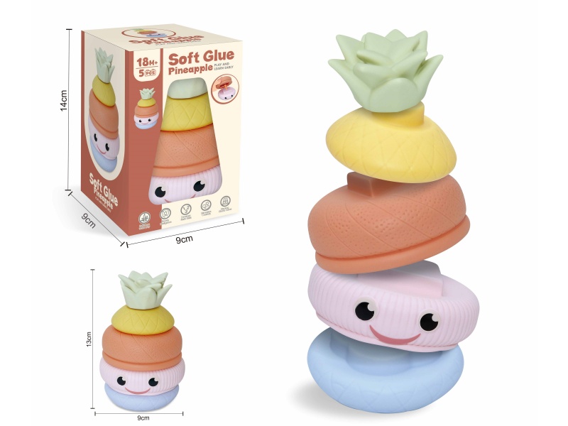 Soft Plastic Pineapple Stacking Toy 5pcs